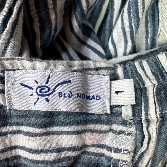 Blu Nomad size 1 XS Geo Blue Striped Wide Leg Bohemian Palazzo Pants Blunomad - Picture 11 of 15